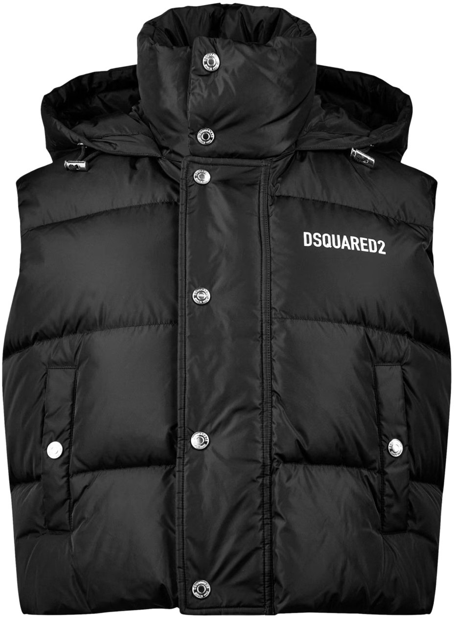 Dsquared2 Logo Printed Down Vest Jacket Zwart