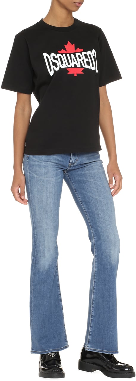 Dsquared2 Short sleeve printed cotton t-shirt Zwart