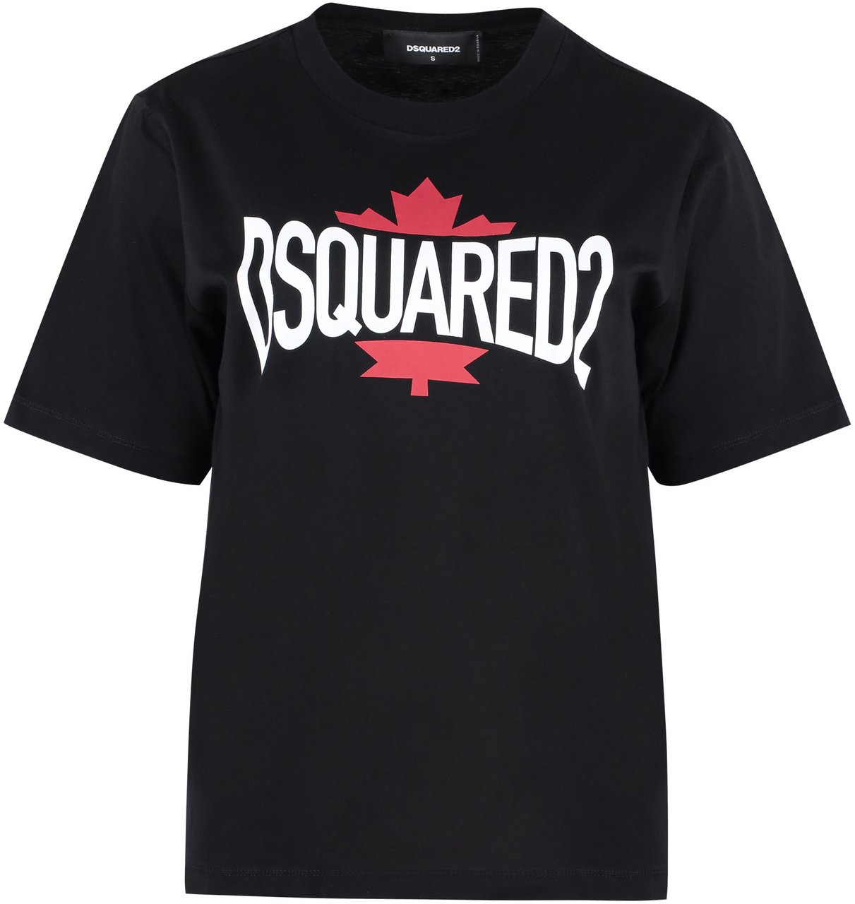 Dsquared2 Short sleeve printed cotton t-shirt Zwart