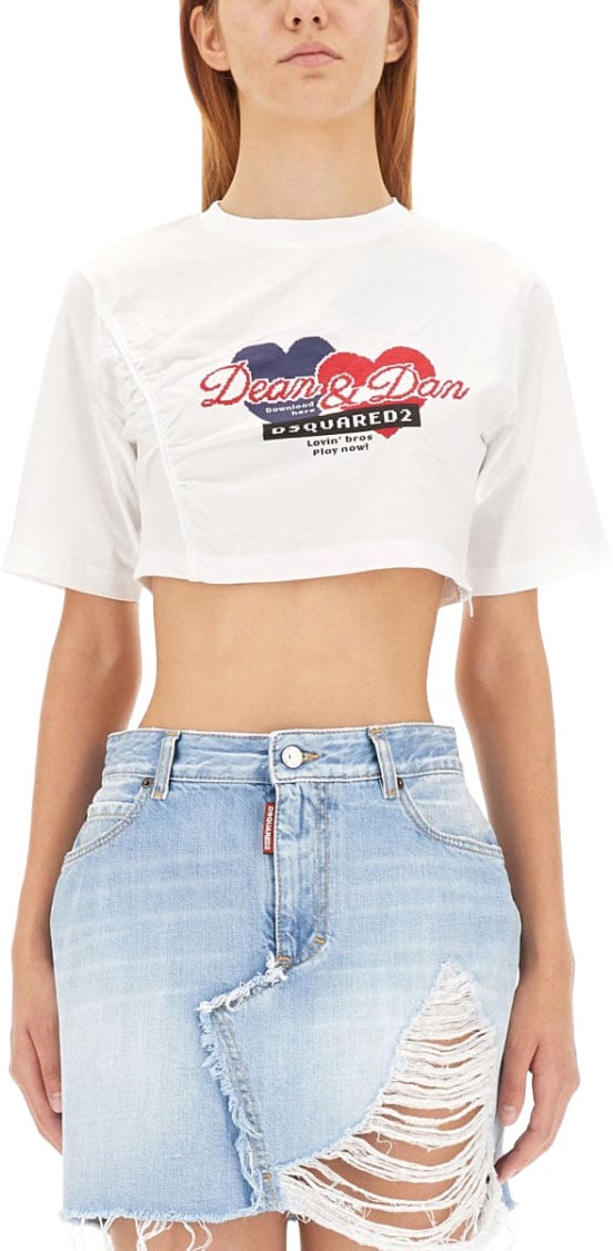 Dsquared2 Cropped Fit T-Shirt Wit