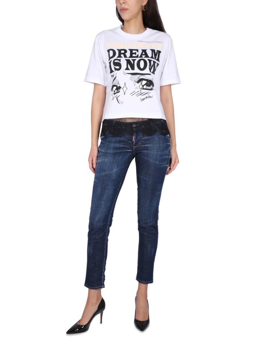 Dsquared2 Cropped T-Shirt With Bold Logo Print Wit