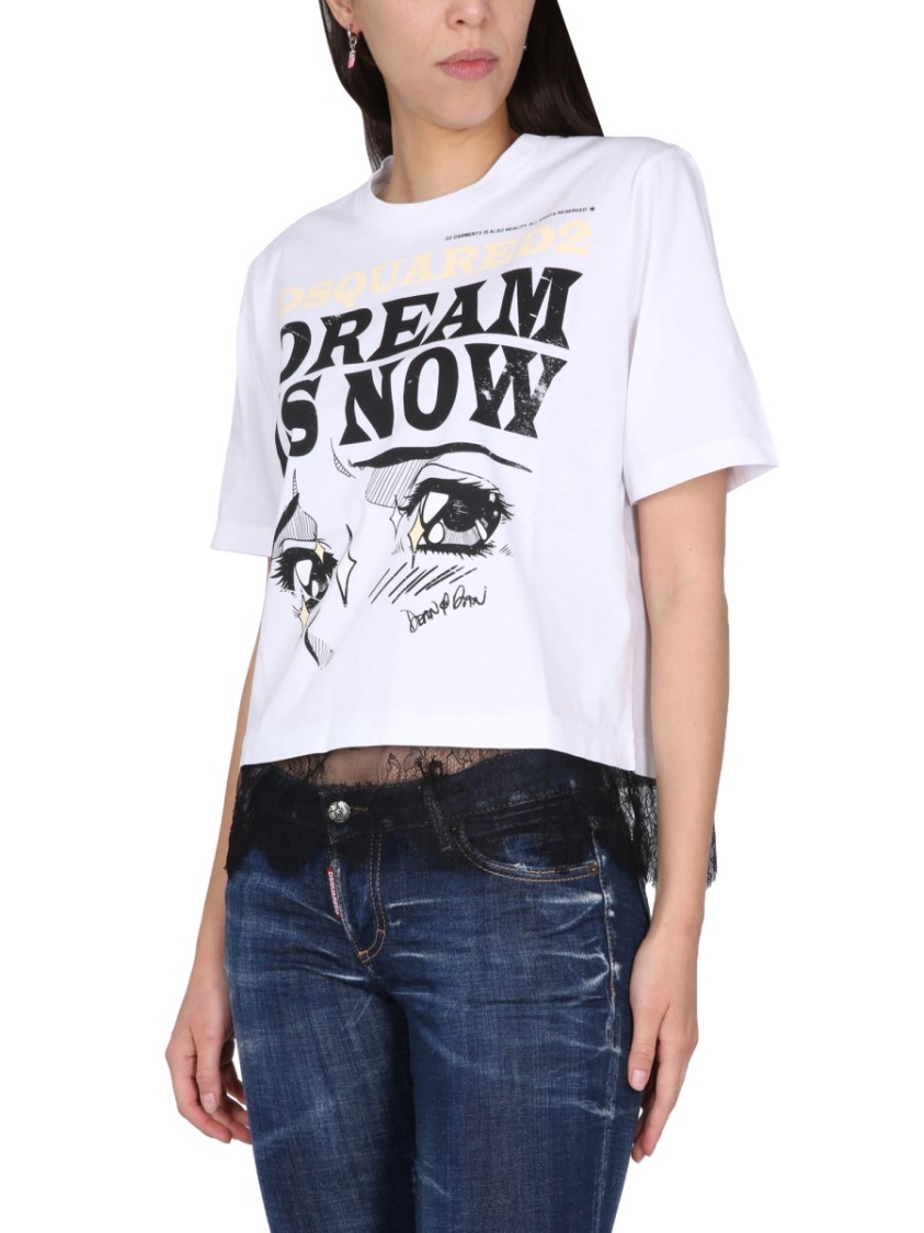 Dsquared2 Cropped T-Shirt With Bold Logo Print Wit