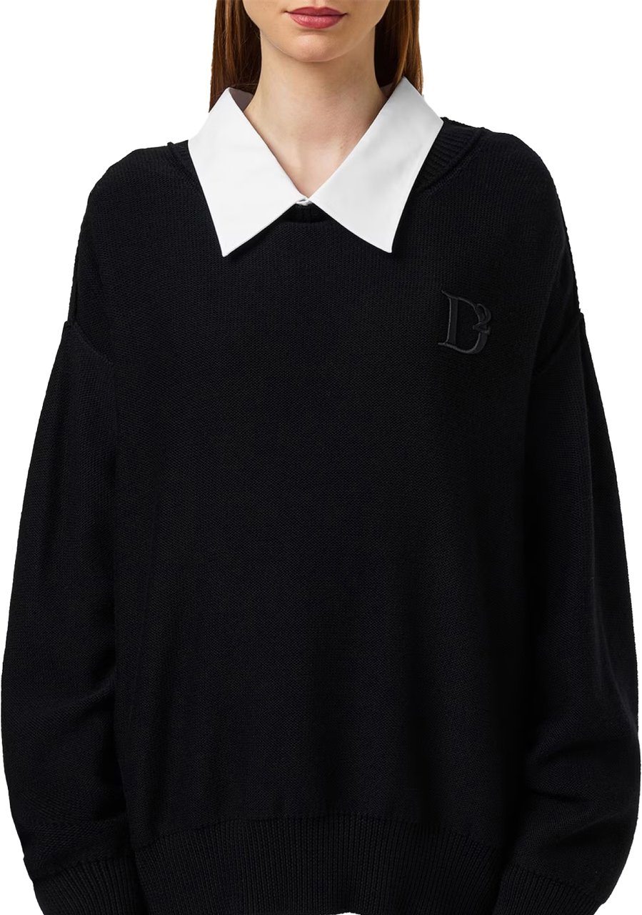 Dsquared2 D2 Statement Logo Knit Sweater Zwart