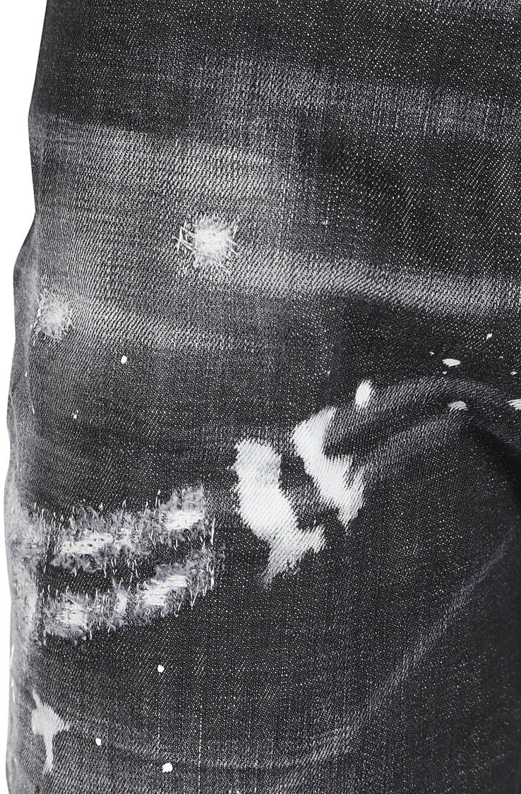 Dsquared2 Distressed Black Jeans With Tapered Fit Zwart