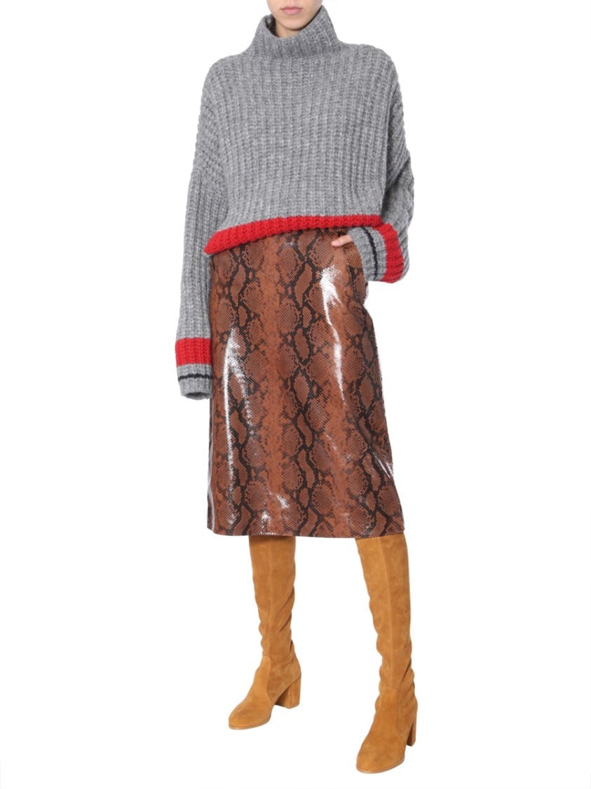 Dsquared2 Python Print Skirt Maroon