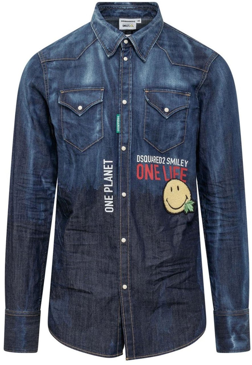 Dsquared2 Dsquared2 x Smiley Denim Shirt Blauw