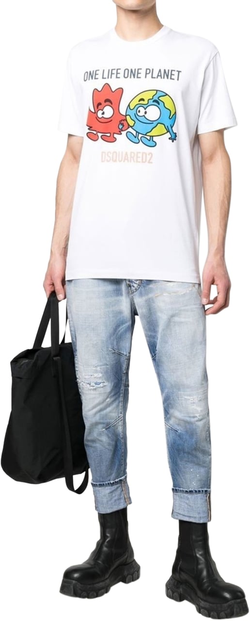 Dsquared2 One Life One Planet Logo T-shirt Wit