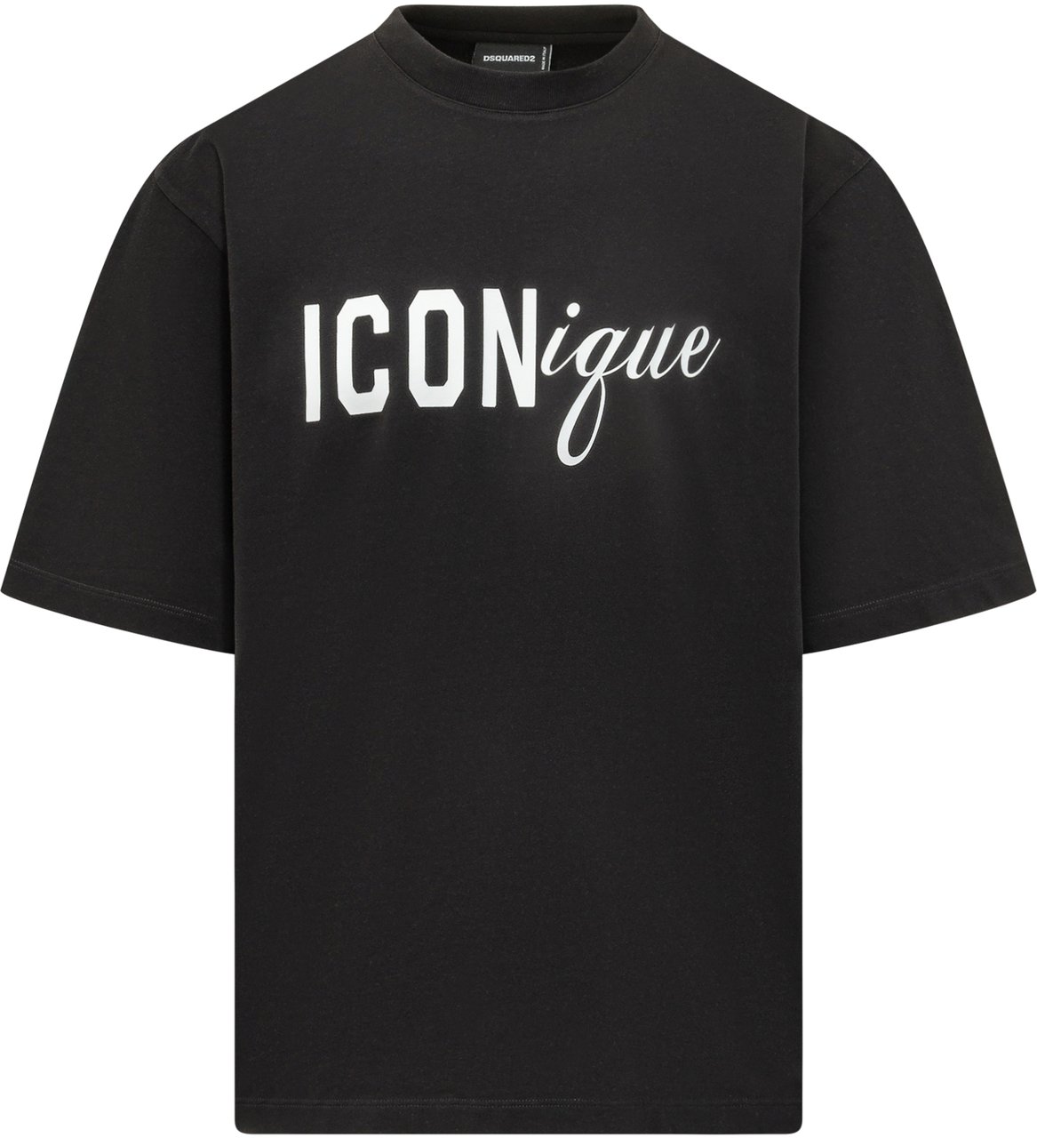 Dsquared2 T-shirt Iconique Loose Fit con Stampa Logo Zwart