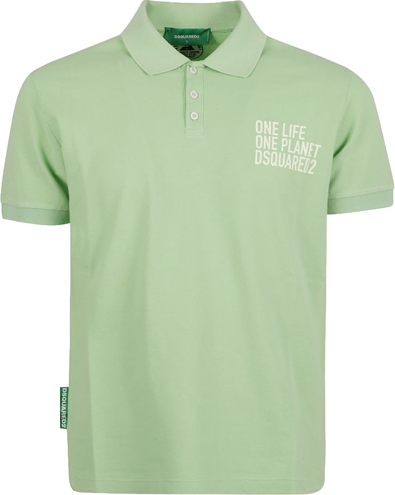 Dsquared2 Green Polo Shirt With Classic Collar Neutraal