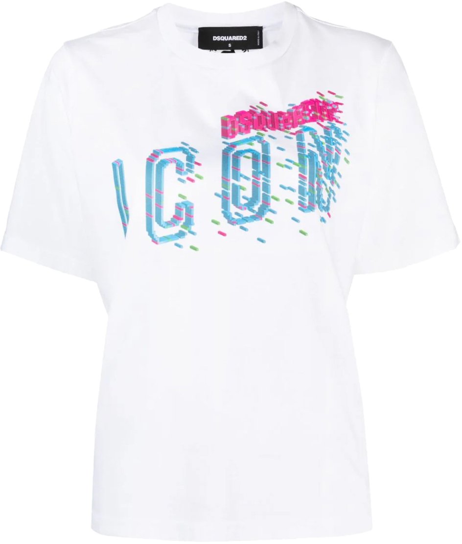Dsquared2 Icon Print Logo T-shirt Wit