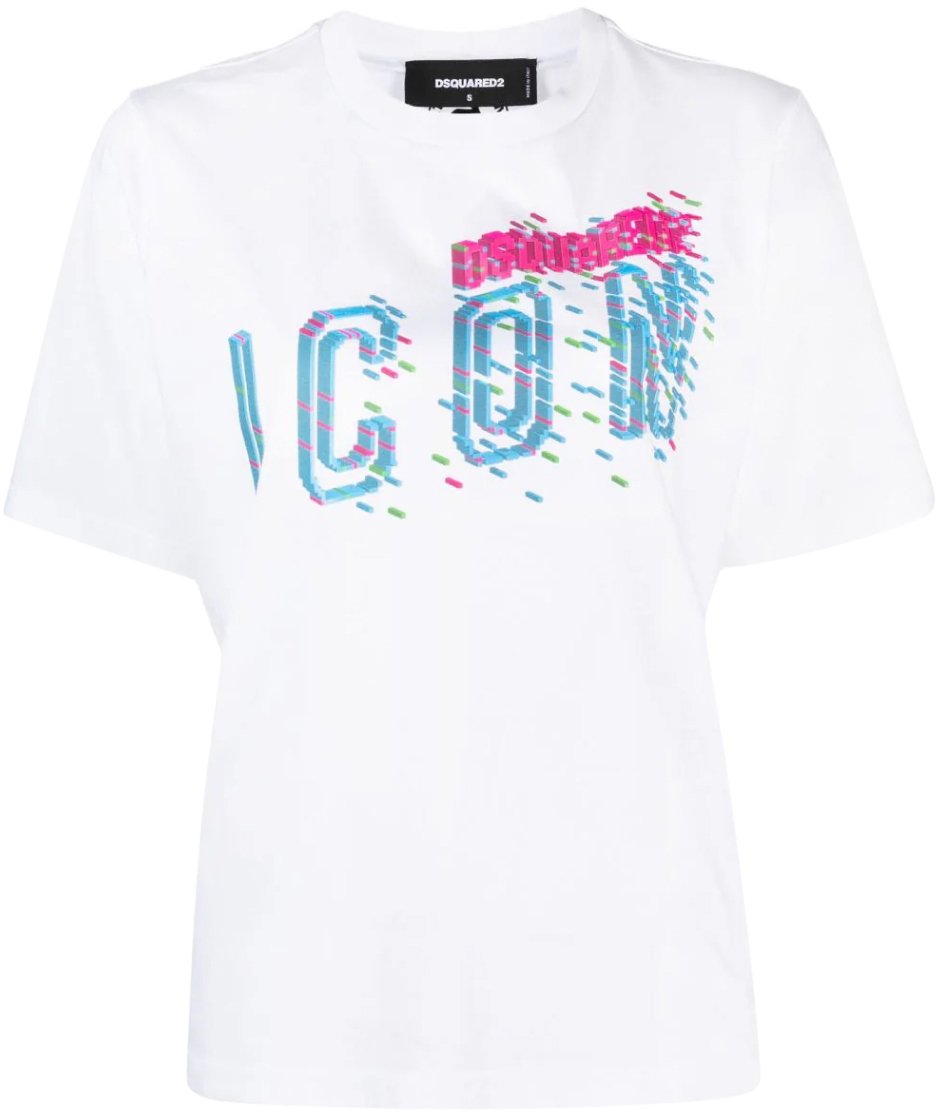 Dsquared2 Icon Print Logo T-shirt Wit