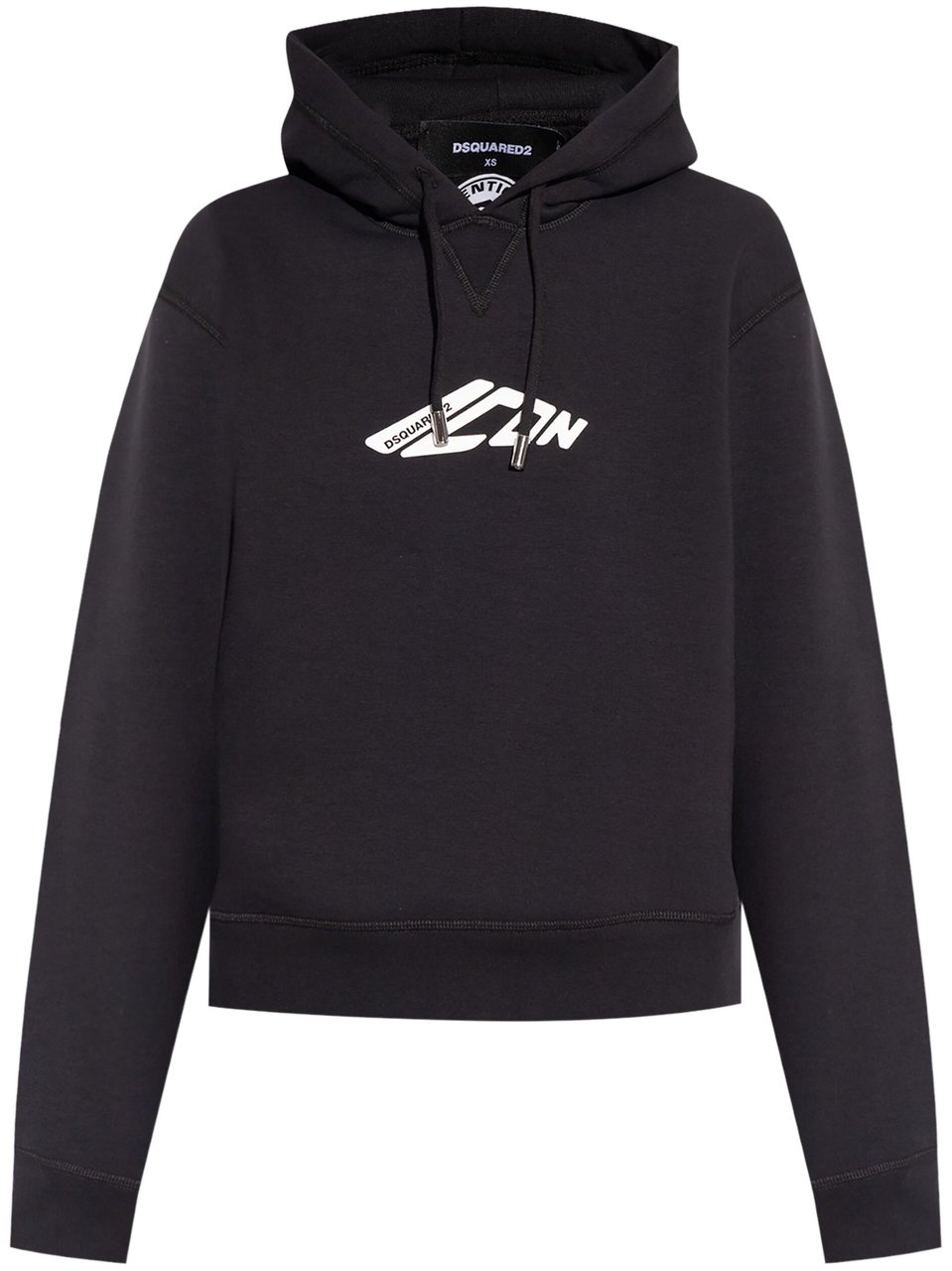 Dsquared2 Iconic Black Hooded Logo Cotton Sweatshirt Zwart