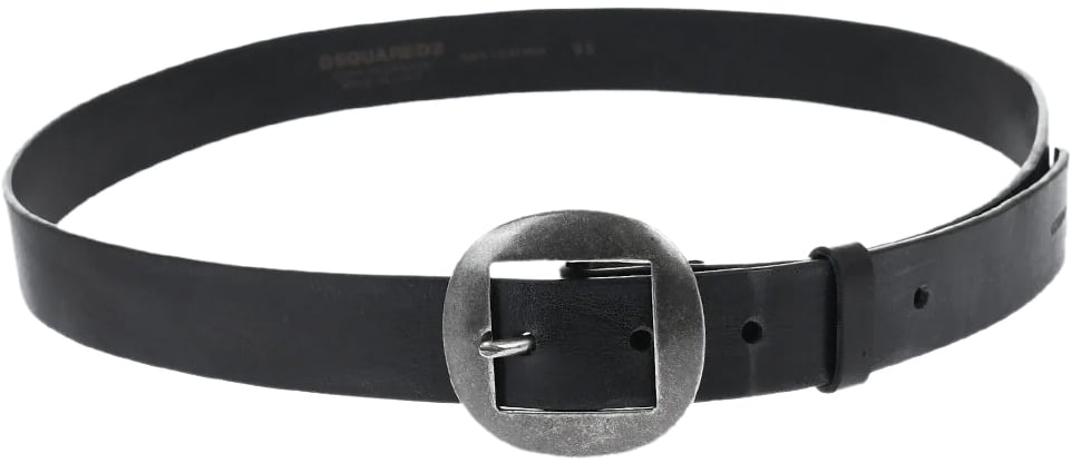 Dsquared2 Logo Leather Buckle Belt Zwart