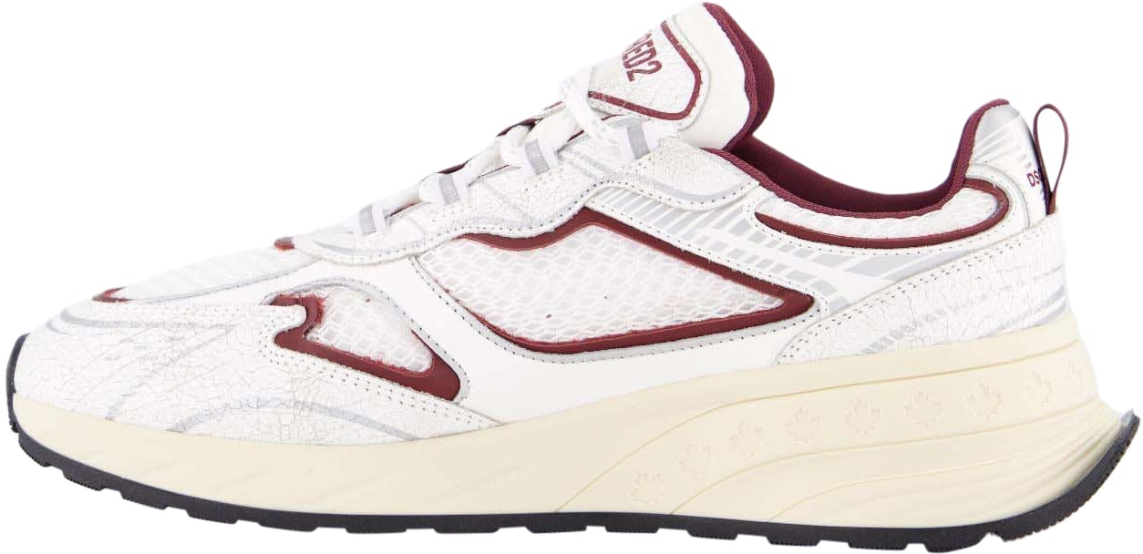 Dsquared2 Heren Sprinter Sneaker Wit/Bordo Wit