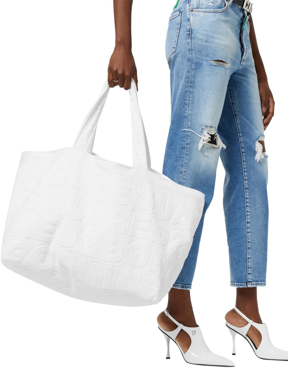 Dsquared2 Twin Beach Logo Shopping Bag Wit