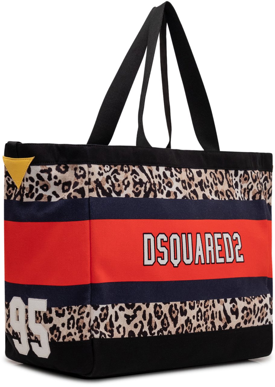 Dsquared2 Tote Bag in Canvas con Stampa Animalier Divers