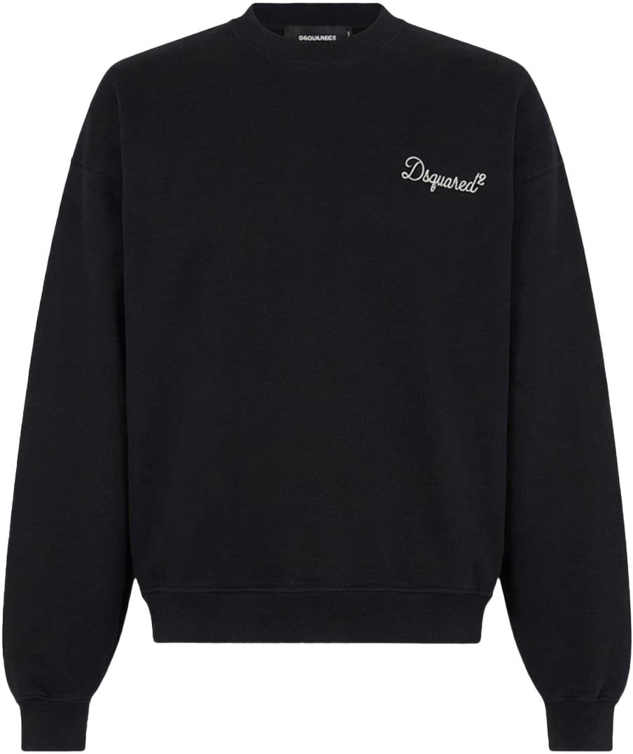 Dsquared2 D2 Signature Relax Fit Crewneck Black Zwart