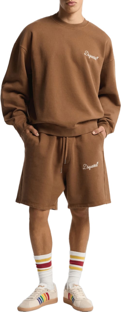 Dsquared2 D2 Signature Relax Fit Crewneck Brown Bruin