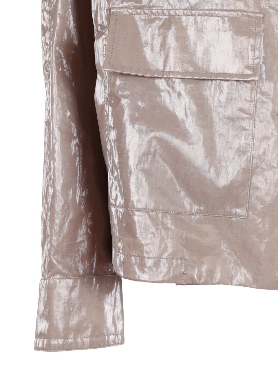Duno Cropped Shiny Flap Pocket Jacket Grijs