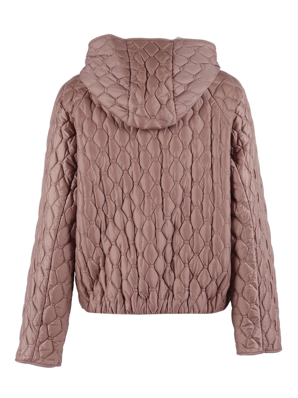 Duno Geometric Quilted Hooded Quilted Down Jacket Neutraal