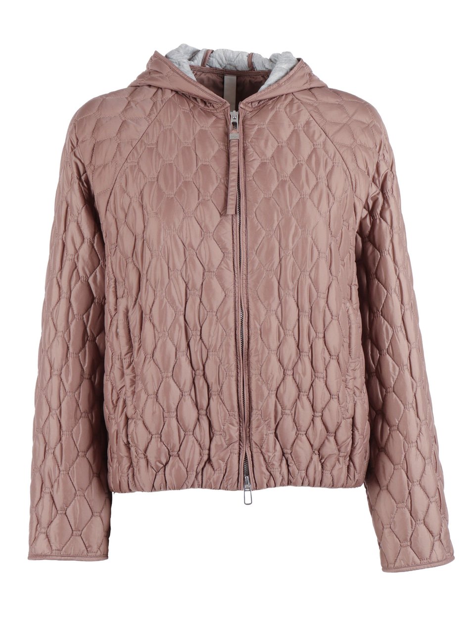 Duno Geometric Quilted Hooded Quilted Down Jacket Neutraal