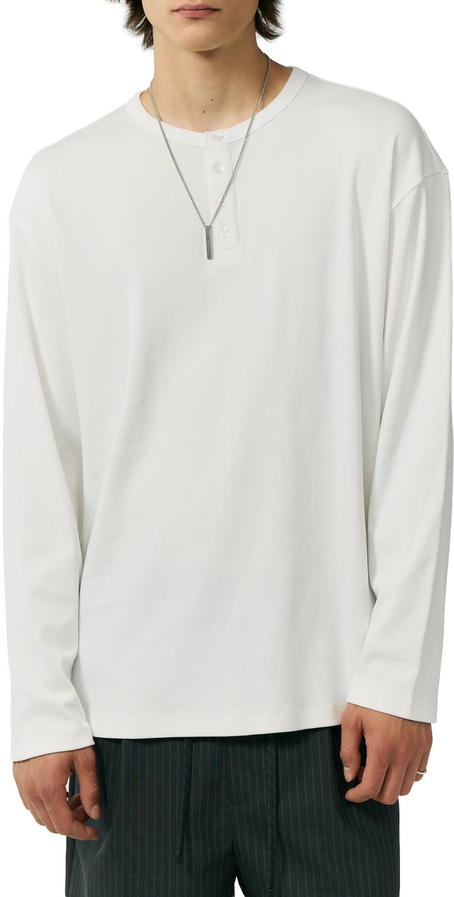 DUNST Longsleeve Unisex Henry-Neck Bianca Wit