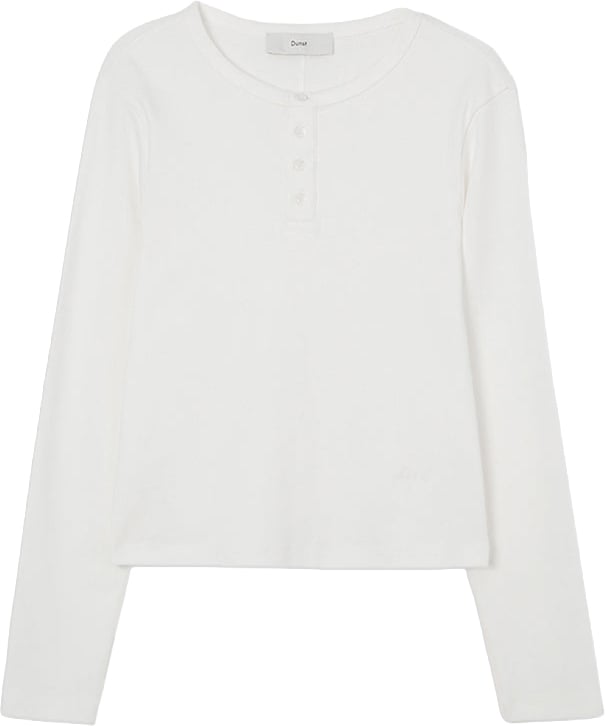 DUNST Longsleeve Unisex Henry-Neck Bianca Wit