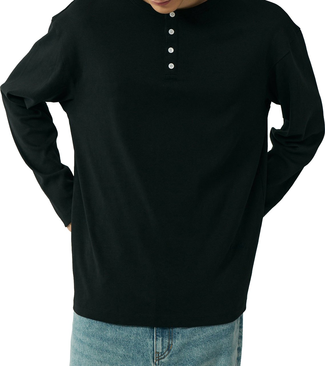 DUNST Longsleeve Unisex Henry-Neck Nera Zwart