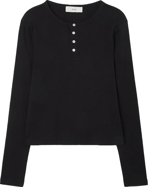 DUNST Longsleeve Unisex Henry-Neck Nera Zwart