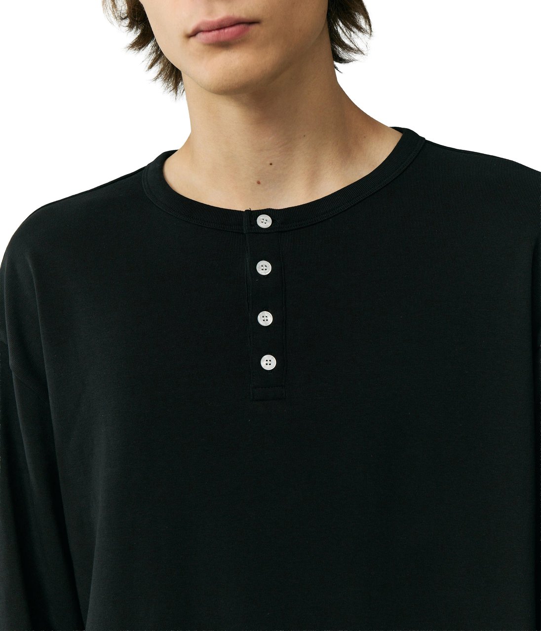 DUNST Longsleeve Unisex Henry-Neck Nera Zwart