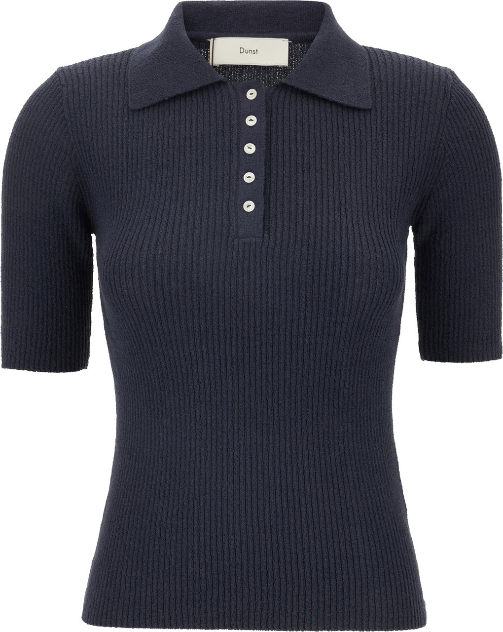 Dunst Navy blue cotton blend polo shirt Blauw