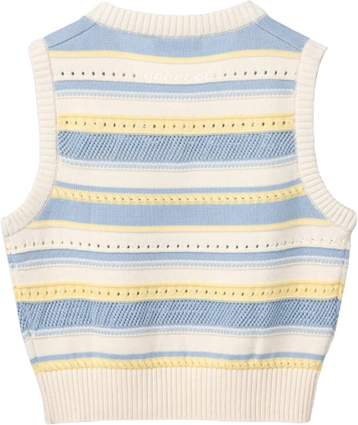 DUNST Vest Unisex Crafted Knit Crema / Soft Blu Blauw