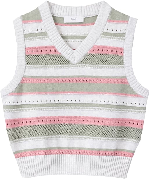 DUNST Vest Unisex Crafted Knit Ivory / Mint Divers