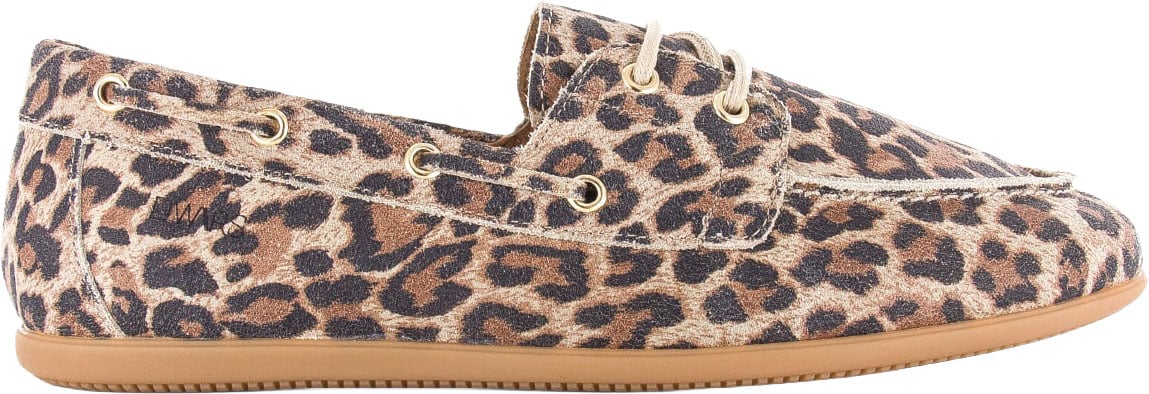 Dwars DWRS Latty leopard mocassins cognac Bruin