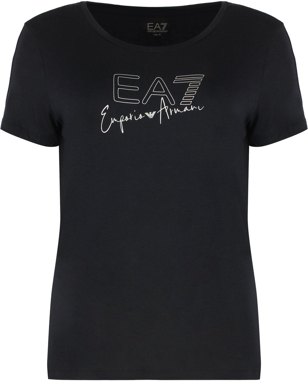 EA7 Viscose crew-neck T-shirt Zwart