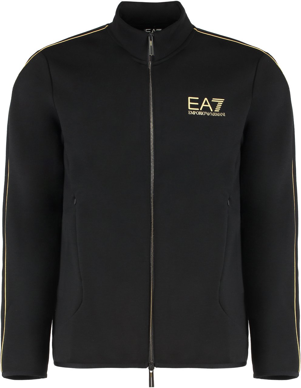 EA7 Techno fabric full-zip sweatshirt Zwart