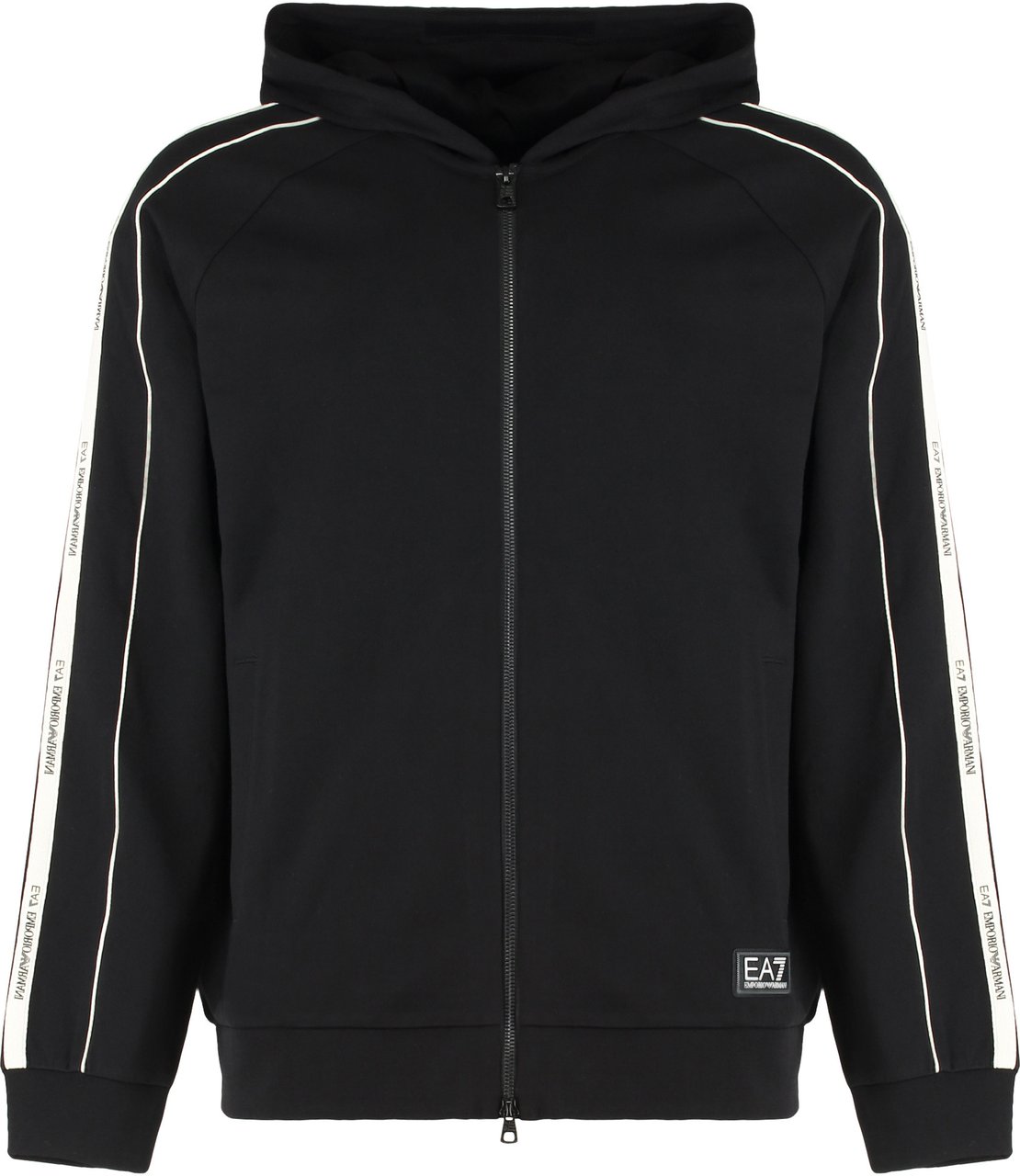 EA7 Hooded sweatshirt with zip in cotton Zwart