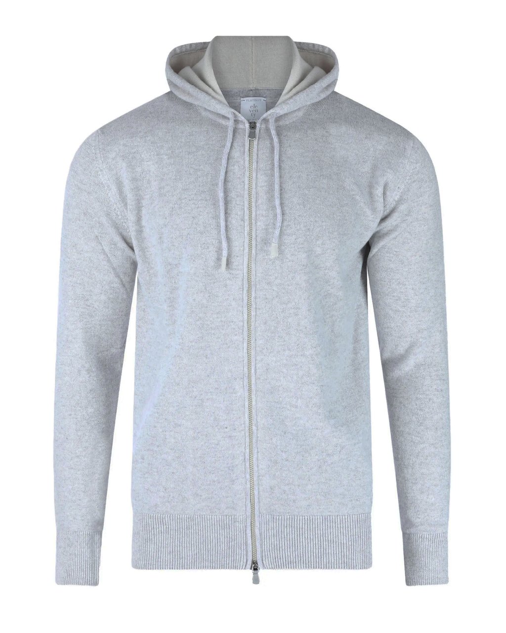Eleventy Cashmere Full-Zip Hoodie with Suede Drawstring Accents Wit