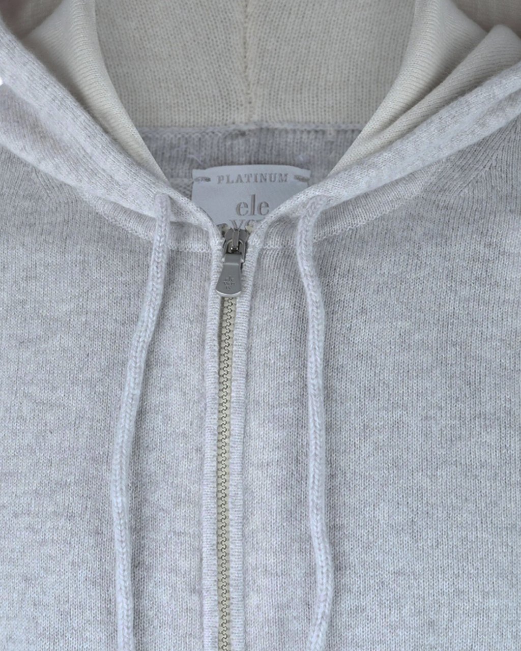 Eleventy Cashmere Full-Zip Hoodie with Suede Drawstring Accents Wit