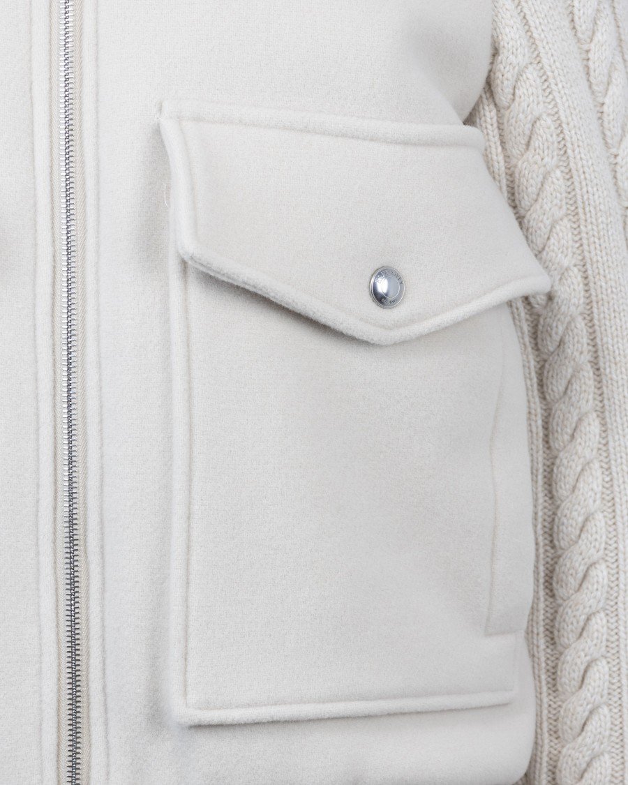 Eleventy Jacket With Knit Inserts - Beige Wit