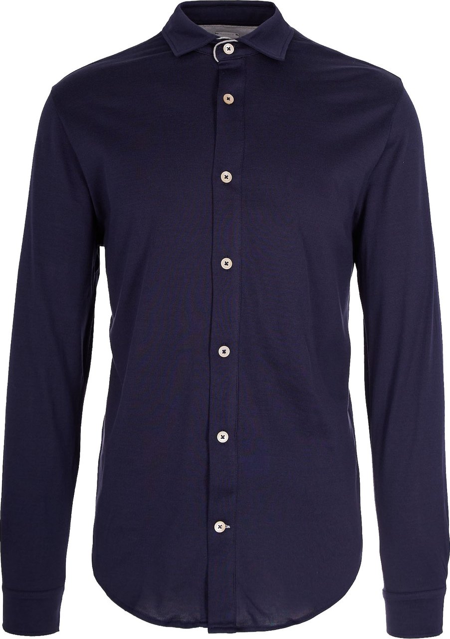 Eleventy Navy Blue Jersey Shirt Zwart