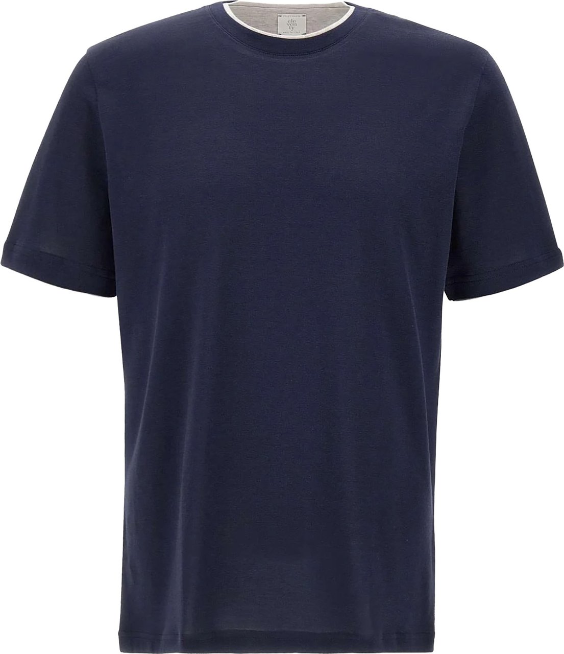 Eleventy Short-Sleeve Crew Neck T-Shirt in Deep Blue Cotton Zwart