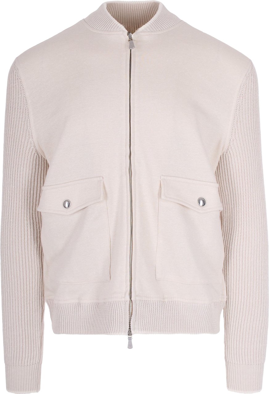 Eleventy Lightweight Cotton-Linen Blend Jacket with High Collar Wit