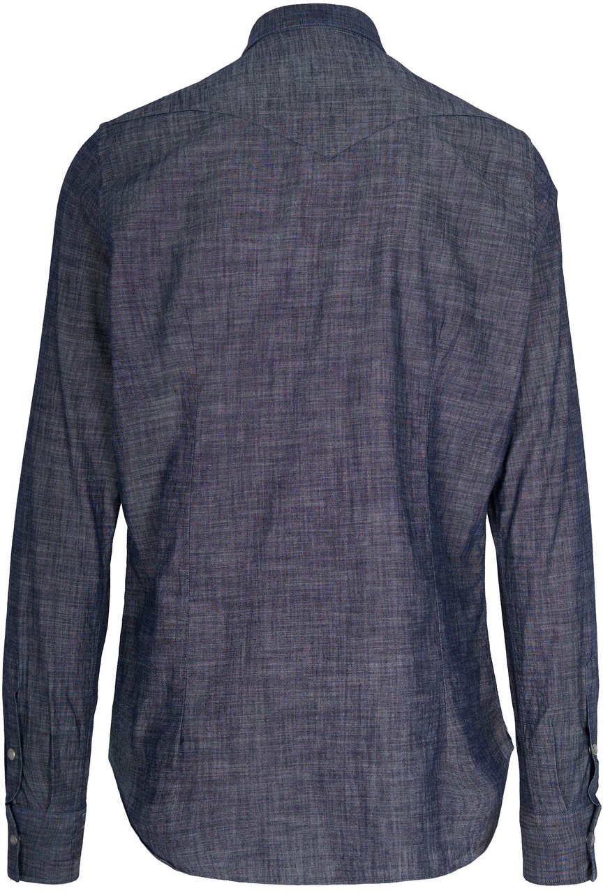 Eleventy Textured Cotton Shirt with Pearl-like Buttons Grijs