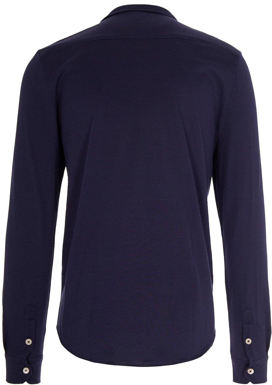 Eleventy Navy Blue Jersey Shirt Zwart