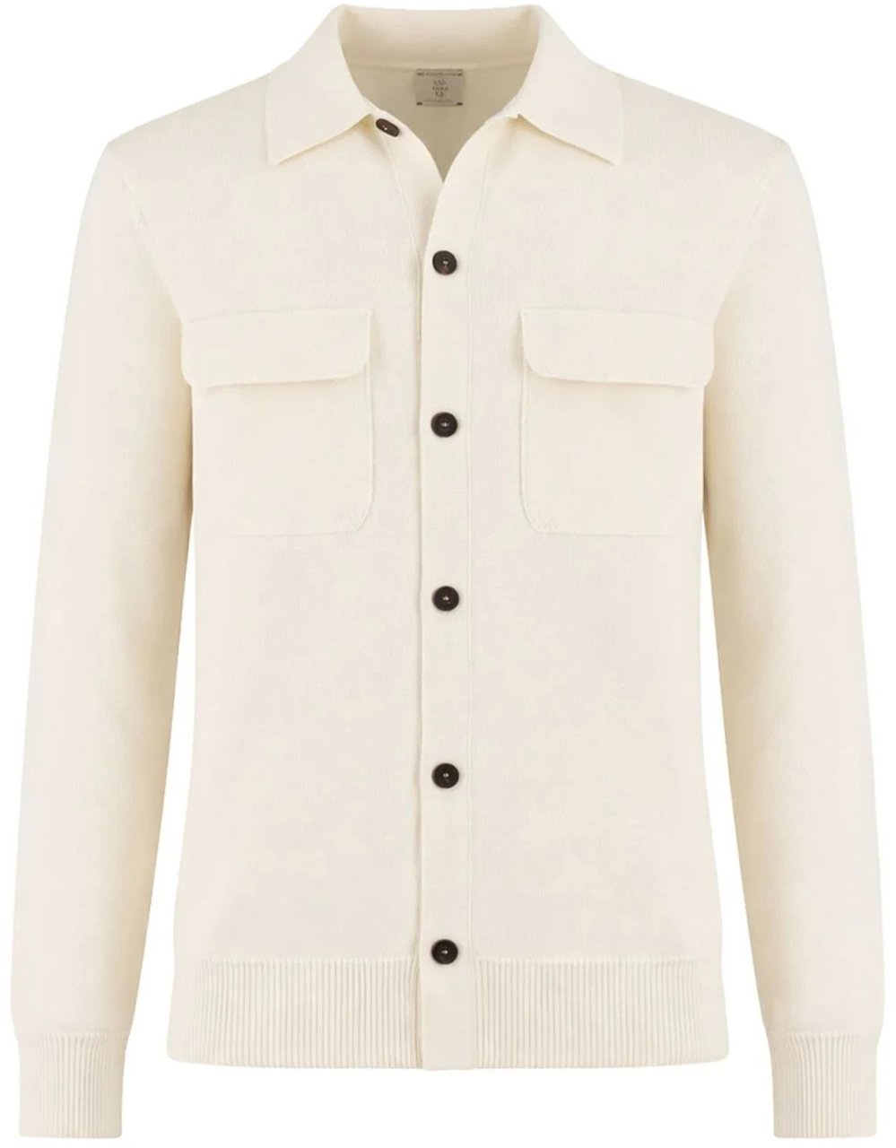 Eleventy Knitted Cream Button-Up Flap Pocket Shirt Neutraal