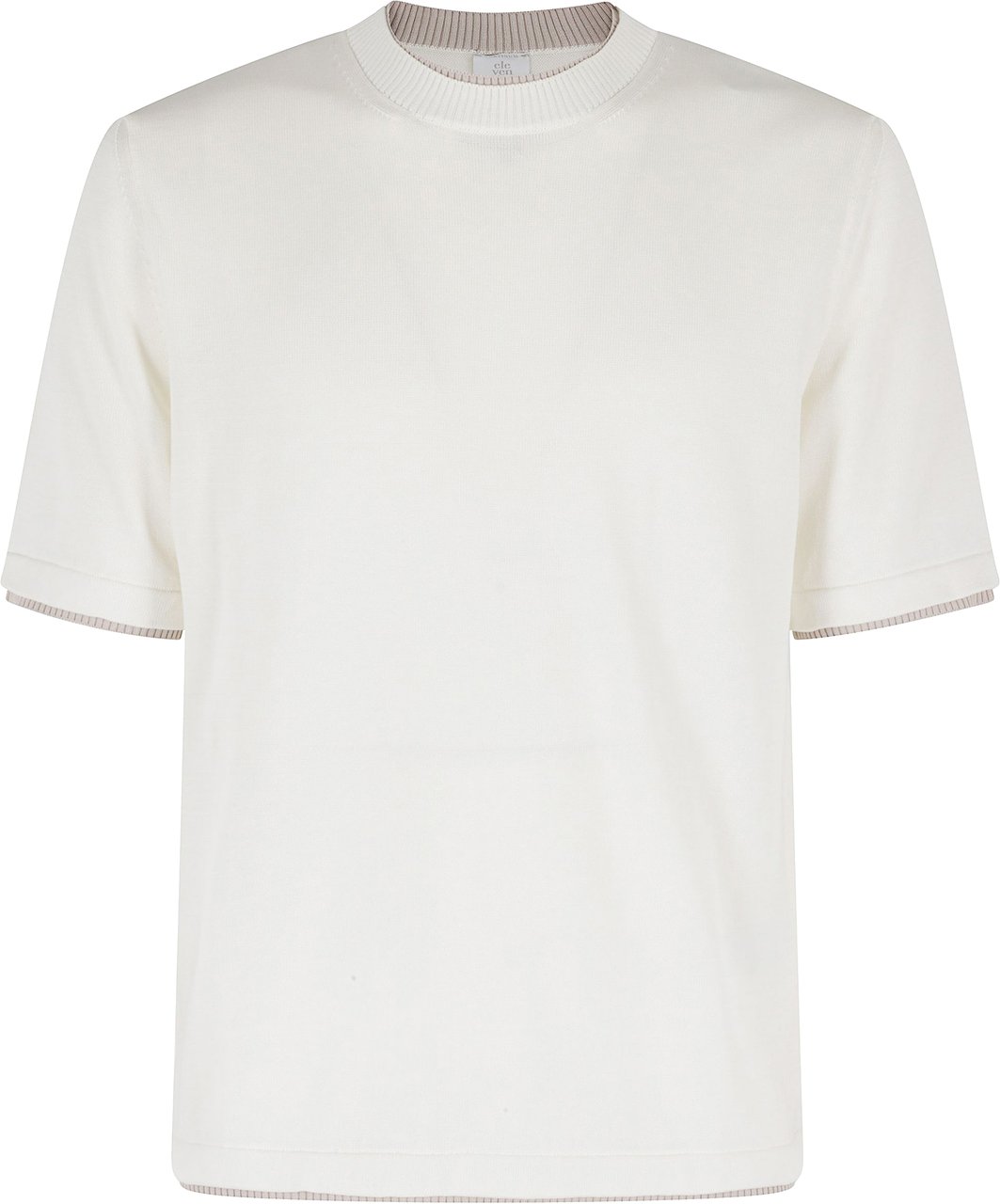 Eleventy Boxy Fit White Ribbed Crew Neck T-Shirt Wit