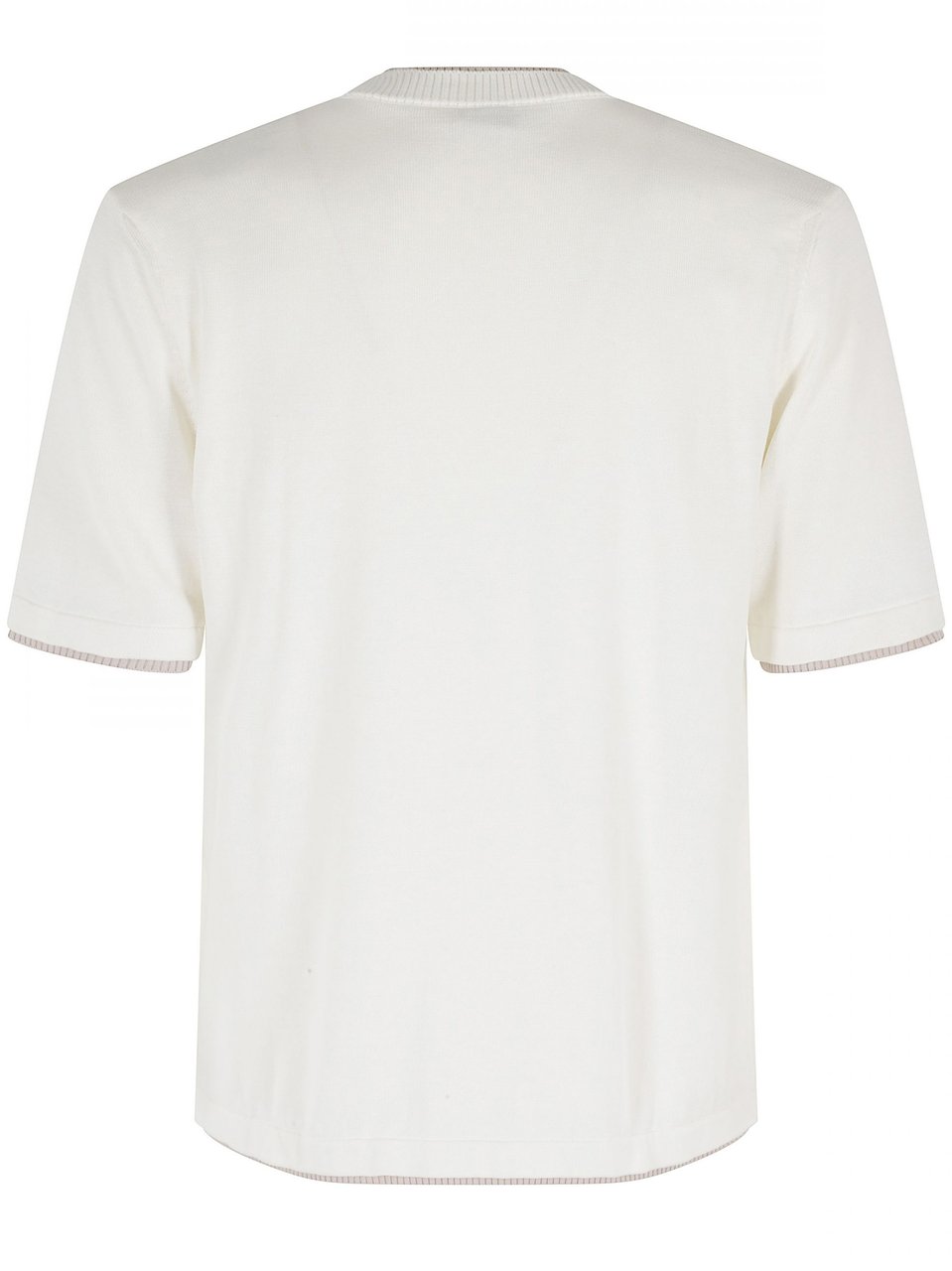 Eleventy Boxy Fit White Ribbed Crew Neck T-Shirt Wit