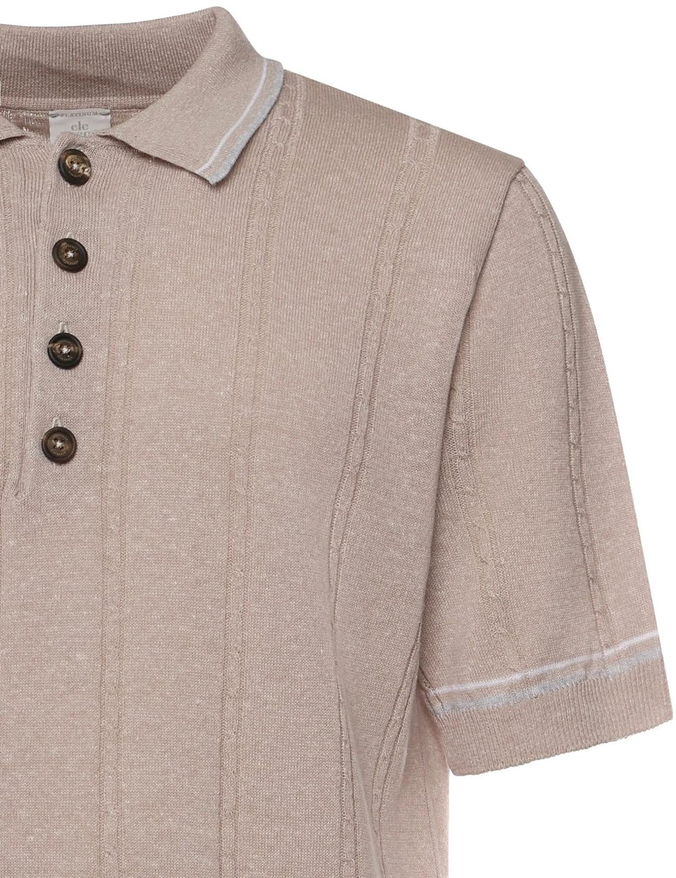 Eleventy Textured Vertical Stripe Five-Button Polo Shirt Roze