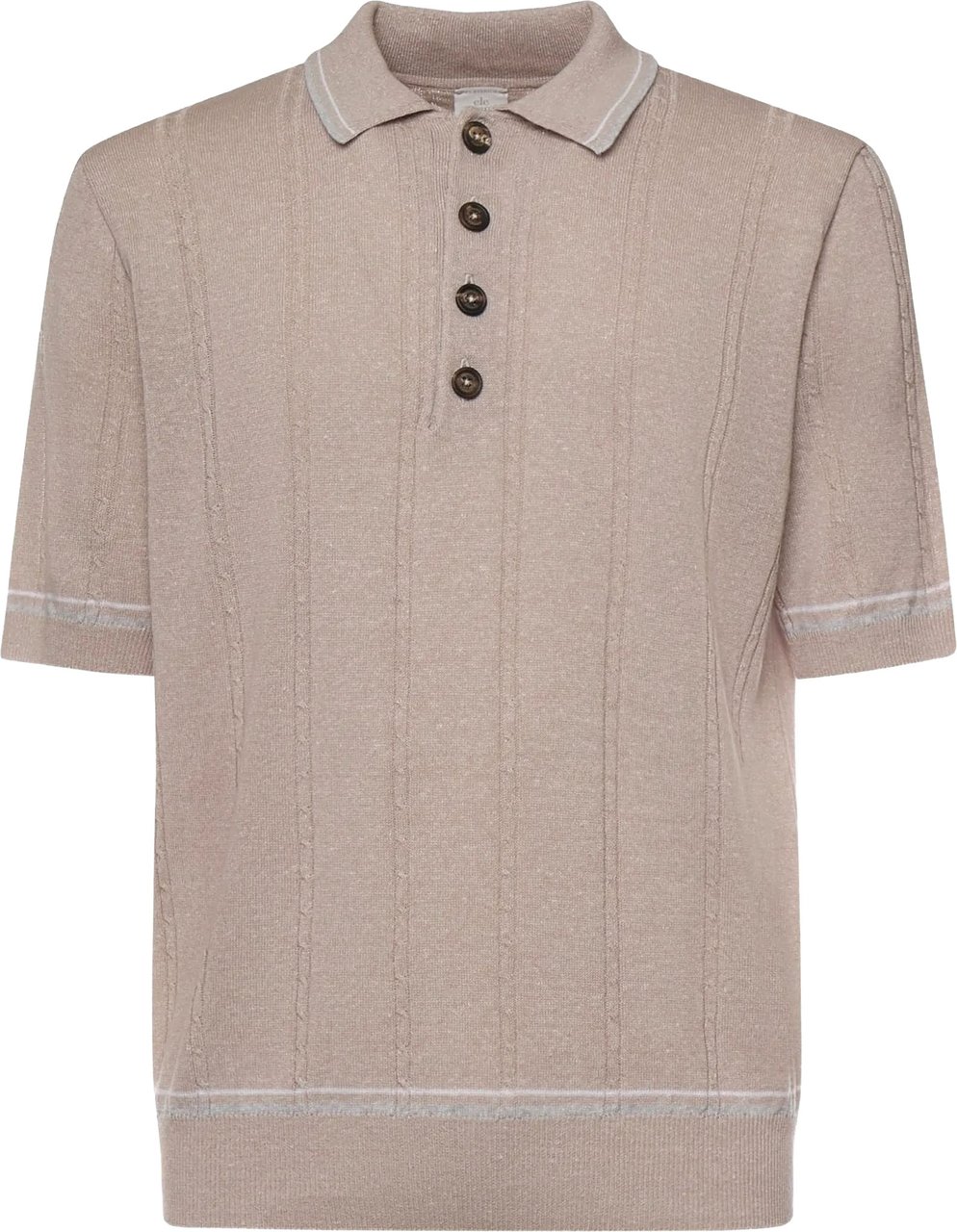 Eleventy Textured Vertical Stripe Five-Button Polo Shirt Roze